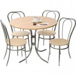 Teknik Office Bistro Set Deluxe with Round Beech Effect Bistro Table and 4 x Lightwood polished Bistro Deluxe chairs 6400