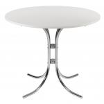 Teknik Office Round White Bistro Table with Chrome Legs