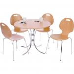 Teknik Office Cafe Bistro Set with Round Beech Effect Bistro Table and 4 Matching Cafe Chairs