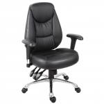 Teknik Office Portland Black Operator Faux Leather Chair with Removable Height Adjustable Armrests and Chrome Base 6902