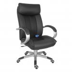 Teknik Office Shiatsu Massage Black Faux Leather Executive Chair Matching Capped Five Star Base