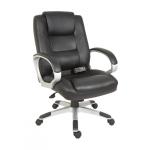 Teknik Office Lumbar Massage Black Faux Leather Executive Chair with Matching Capped Five Star Base 6905