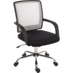 Teknik Office Star Mesh White Back Executive Chair With Contrasting Matching Black Fabric Seat Fixed Nylon Armrests 6910WH
