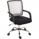 Teknik Office Star Mesh White Back Executive Chair With Contrasting Matching Black Fabric Seat Fixed Nylon Armrests 6910WHI