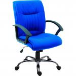 Teknik Office Milan Blue Fabric Executive Office Chair Durable Nylon Armrests And Chrome Five Star Base 6915