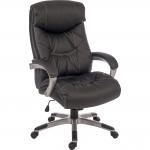 Teknik Office Siesta Black Luxury Leather Look Executive Chair Padded Armrests Matching Capped Five Star Base 6916