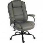 Teknik Office Goliath Duo Heavy Duty Grey Bonded Leather Faced Executive Office Chair with matching padded armrests and contrasting piping detail. 6925GREY