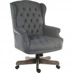 Teknik Office Chairman Grey Fabric Swivel large traditional button tufted fabric executive chair with driftwood effect five star base 6927GREY