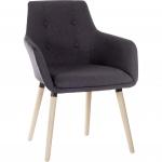 Teknik Office 4 Legged Reception Chair (Pack of 2) In Graphite Soft Brushed Fabric Oak Coloured Legs