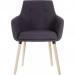Teknik Office 4 Legged Reception Chair (Pack of 2) In Graphite Soft Brushed Fabric Oak Coloured Legs