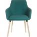 Teknik Office 4 Legged Reception Chair (Pack of 2) Jade Soft Brushed Fabric and Oak Coloured Legs