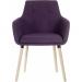 Teknik Office 4 Legged Reception Chair (Pack of 2) Plum Soft Brushed Fabric And Oak Coloured Legs 6929PLUM