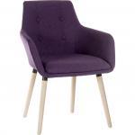 Teknik Office 4 Legged Reception Chair (Pack of 2) Plum Soft Brushed Fabric And Oak Coloured Legs 6929PLUM