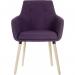 Teknik Office 4 Legged Reception Chair (Pack of 2) Plum Soft Brushed Fabric And Oak Coloured Legs
