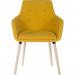 Teknik Office 4 Legged Reception Chair (Pack of 2) Yellow Soft Brushed Fabric and Oak Coloured Legs 6929YEL