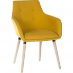 Teknik Office 4 Legged Reception Chair (Pack of 2) Yellow Soft Brushed Fabric and Oak Coloured Legs