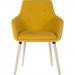Teknik Office 4 Legged Reception Chair (Pack of 2) Yellow Soft Brushed Fabric and Oak Coloured Legs