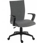 Teknik Office Work Chair In Grey Fabric Black Nylon Fixed Armrests and Black Nylon Pyramid Style Base 6931GREY