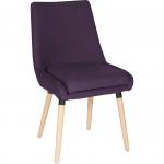 Teknik Office Welcome Reception Chairs Plum Soft Brushed Fabric Wooden Oak Legs Packs Of 2 6946PLUM