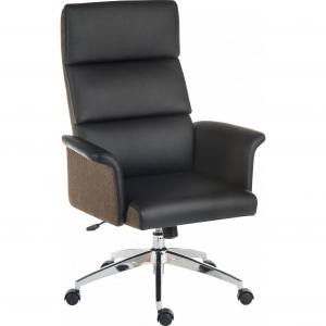 Elegance High Backed Executive Chair Black Leather Look Gull Wing Arms