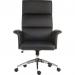 Elegance High Backed Executive Chair Black Leather Look Gull Wing Arms Contrast Chocolate Accent Fabric with Recline Function Smart Swivel Chrome Base