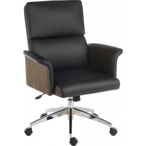 Elegance Medium Backed Executive Chair Black Leather Look Gull Wing