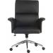 Elegance Medium Backed Executive Chair Black Leather Look Gull Wing Arms Contrast Chocolate Accent Fabric with Recline Function Smart Swivel Chrome Ba 6951BLK