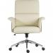 Elegance Medium Backed Executive Chair Cream Leather Look Gull Wing Arms Contrast Chocolate Accent Fabric with Recline Function Smart Swivel Chrome Ba 6951CRE