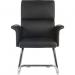 Elegance Medium Backed Visitor Chair in Supple Black Leather Look Upholstery with Contrasting Chocolate Cross-woven Accent Fabric 6959BLK