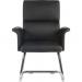 Elegance Medium Backed Visitor Chair in Supple Black Leather Look Upholstery with Contrasting Chocolate Cross-woven Accent Fabric
