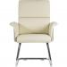 Elegance Medium Backed Visitor Chair in Supple Cream Leather Look Upholstery with Contrasting Chocolate Cross-woven Accent Fabric
