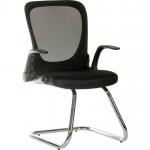 Flip Mesh Visitor chair in Black with mesh aerated backrest and flip up armrests. 6963