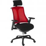 Rapport Mesh Luxury Curved Executive Chair in Red with Removable Headrest and Height Adjustable Arms 6964RED