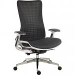 Teknik Office Quantum White Executive Chair Breathable Mesh Backrest Multi-Adjustable Padded Armrests 6966WHI