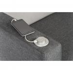Teknik Office Left Hand Specific Cube Modular Reception chair arm in Grey fabric with inbuilt discreet USB port 6972L
