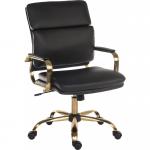 Teknik Office Vintage Executive chair with supple supple leather look fabric and brass coloured metal arm frame and five star base 6975