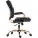 Teknik Office Vintage Executive chair with supple supple leather look fabric and brass coloured metal arm frame and five star base 6975