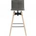 Teknik Office Spin Barstool with grey fabric upholstery and light wood effect legs 6977GREY