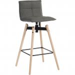 Teknik Office Spin Barstool with grey fabric upholstery and light wood effect legs 6977GREY