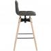 Teknik Office Spin Barstool with grey fabric upholstery and light wood effect legs