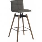 Teknik Office Spin Barstool with grey fabric upholstery and dark wood effect legs 6977GREY-DK