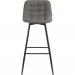 Teknik Office Quilt Barstool with padded grey fabric upholstery and black powder coated metal legs 6978GREY