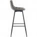 Teknik Office Quilt Barstool with padded grey fabric upholstery and black powder coated metal legs 6978GREY