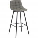 Teknik Office Quilt Barstool with padded grey fabric upholstery and black powder coated metal legs