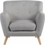 Teknik Office Skandi Armchair in grey fabric with button back and wooden feet 6980