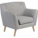 Teknik Office Skandi Armchair in grey fabric with button back and wooden feet 6980