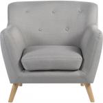 Teknik Office Skandi Armchair in grey fabric with button back and wooden feet