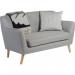 Teknik Office Skandi 2 seater sofa in grey fabric, button detailed back and wooden feet 6981