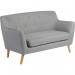 Teknik Office Skandi 2 seater sofa in grey fabric, button detailed back and wooden feet 6981