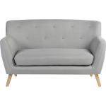 Teknik Office Skandi 2 seater sofa in grey fabric, button detailed back and wooden feet